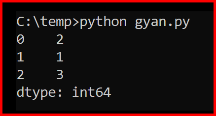 Picture showing the output of the nunique function in dataframe in pandas